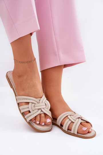 Čības Sieviešu dzīvoklis Z Przeplatającymi Się Paskami smilšu krāsas Acimine