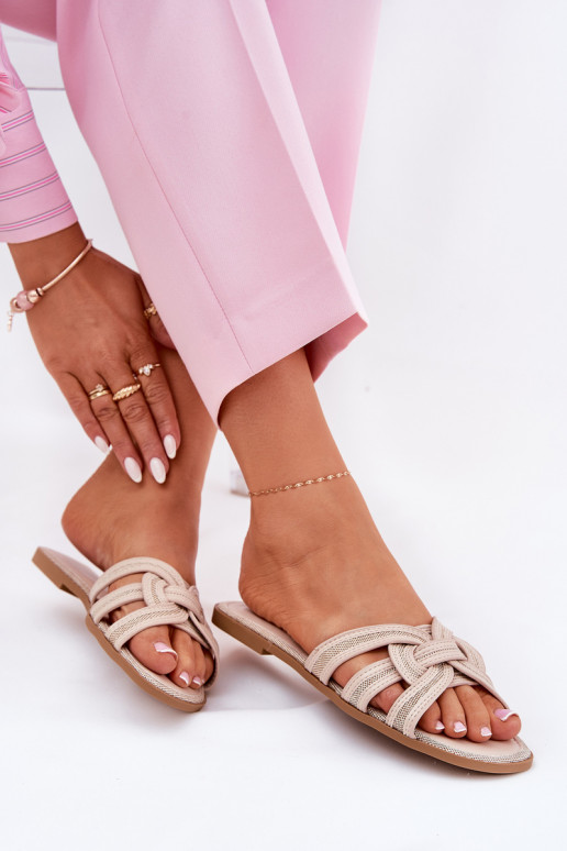 Čības Sieviešu dzīvoklis Z Przeplatającymi Się Paskami smilšu krāsas Acimine