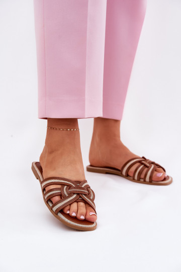 Čības Sieviešu dzīvoklis Z Przeplatającymi Się Paskami brūnas krāsas Acimine