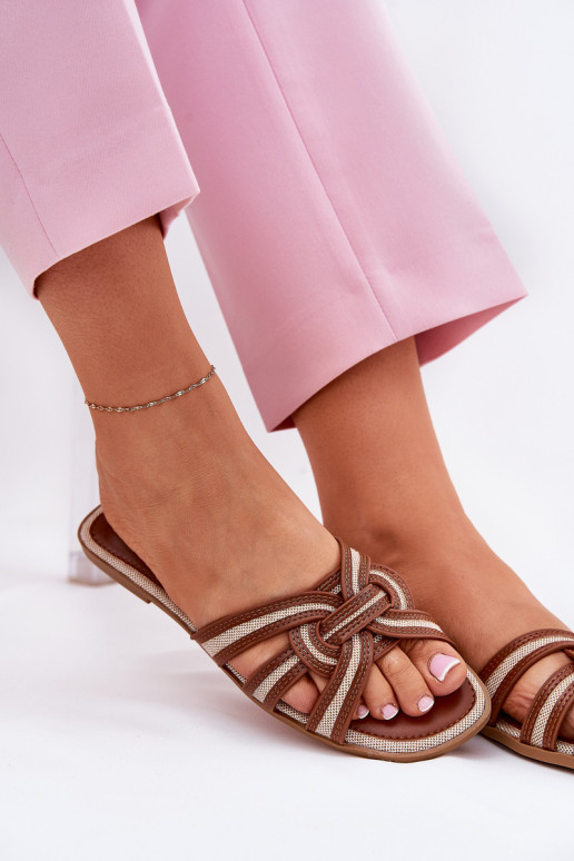 Čības Sieviešu dzīvoklis Z Przeplatającymi Się Paskami brūnas krāsas Acimine