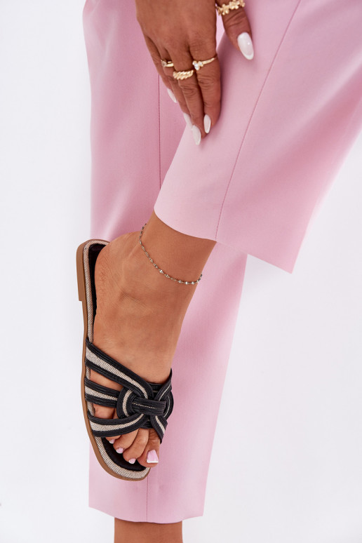 Čības Sieviešu dzīvoklis Z Przeplatającymi Się Paskami melnas krāsas Acimine