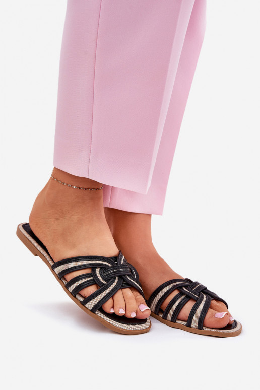 Čības Sieviešu dzīvoklis Z Przeplatającymi Się Paskami melnas krāsas Acimine