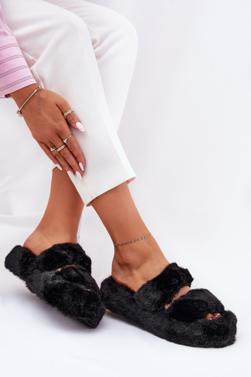 ar kažokādu Čības Sieviešu ar platformu melnas krāsas Talfedi