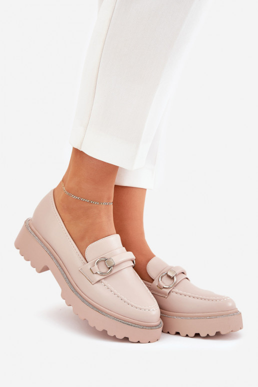 sieviešu mokasīni Dekorētas Cyrkoniami smilšu krāsas Patina