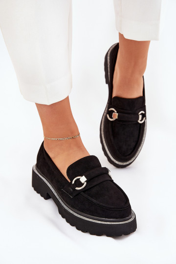 sieviešu mokasīni Dekorētas Cyrkoniami melnas krāsas Patina