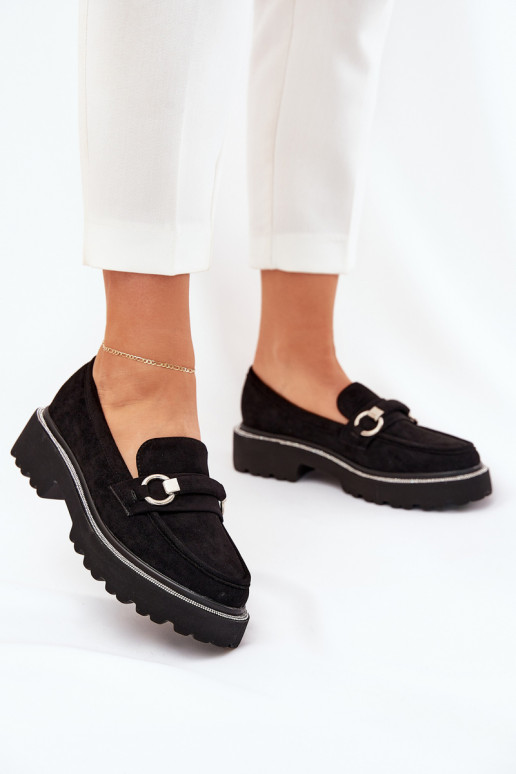 sieviešu mokasīni Dekorētas Cyrkoniami melnas krāsas Patina