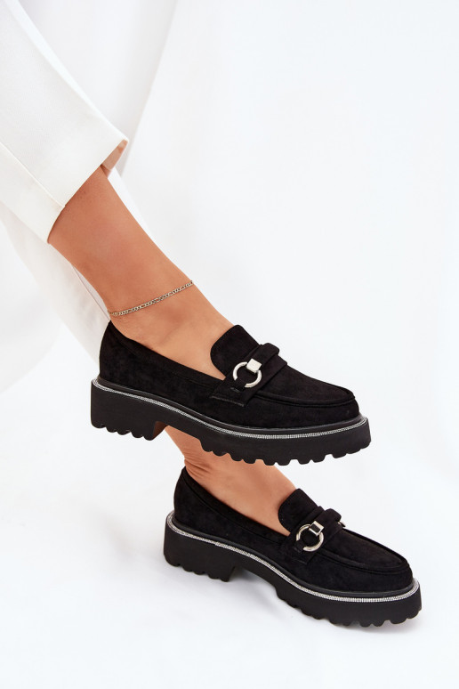 sieviešu mokasīni Dekorētas Cyrkoniami melnas krāsas Patina