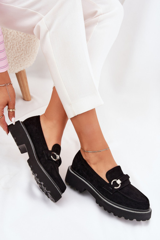 sieviešu mokasīni Dekorētas Cyrkoniami melnas krāsas Patina