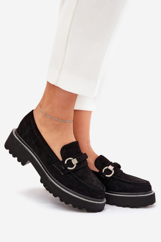 sieviešu mokasīni Dekorētas Cyrkoniami melnas krāsas Patina