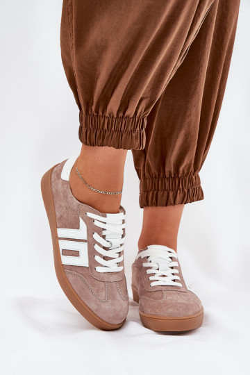 Sneakers modeļa apavi sporta apavi zamšādas Vinceza 79517 smilšu krāsas