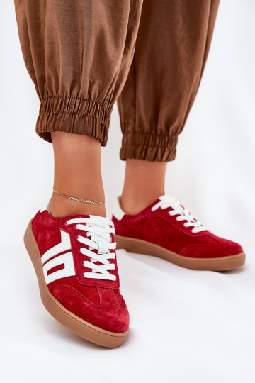 Sneakers modeļa apavi sporta apavi zamšādas Vinceza 79517 sarkanas krāsas