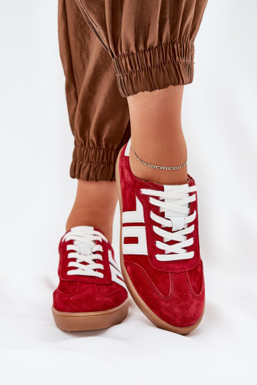 Sneakers modeļa apavi sporta apavi zamšādas Vinceza 79517 sarkanas krāsas 2
