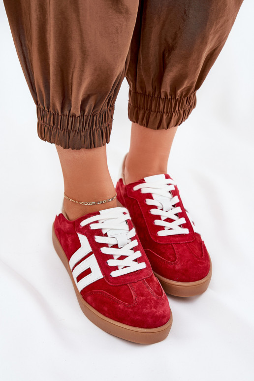 Sneakers modeļa apavi sporta apavi zamšādas Vinceza 79517 sarkanas krāsas