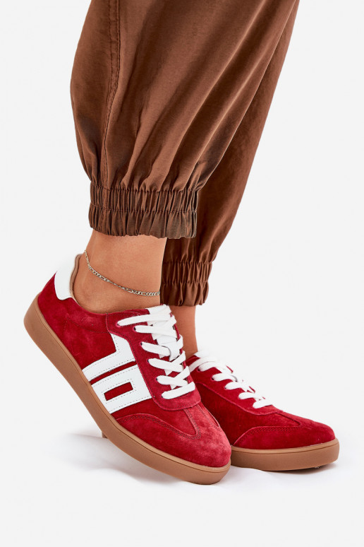 Sneakers modeļa apavi sporta apavi zamšādas Vinceza 79517 sarkanas krāsas