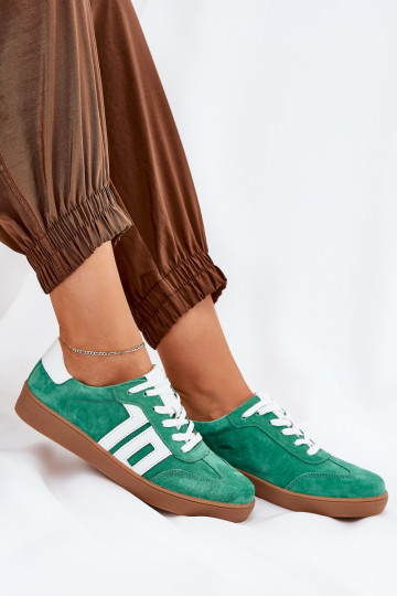 Sneakers modeļa apavi sporta apavi zamšādas Vinceza 79517 Zaļas krāsas