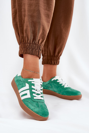 Sneakers modeļa apavi sporta apavi zamšādas Vinceza 79517 Zaļas krāsas 2