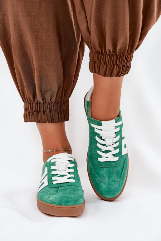 Sneakers modeļa apavi sporta apavi zamšādas Vinceza 79517 Zaļas krāsas