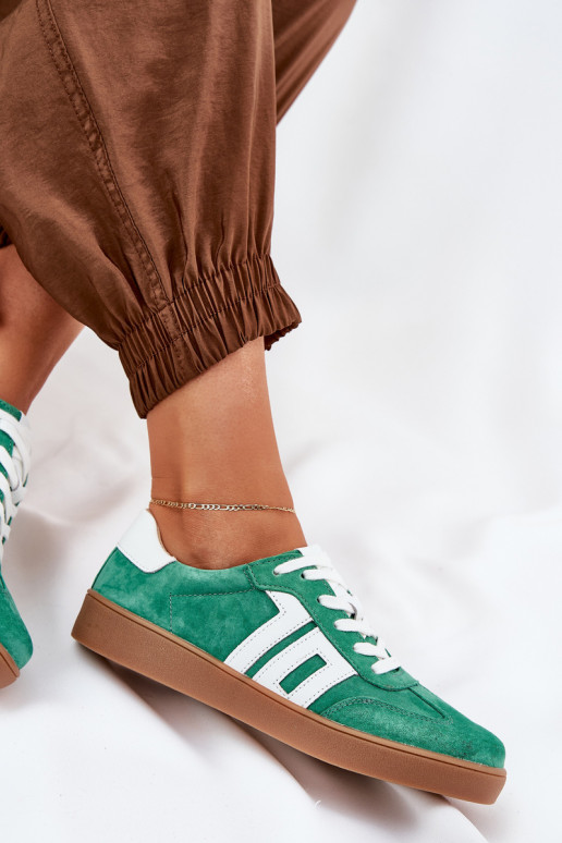 Sneakers modeļa apavi sporta apavi zamšādas Vinceza 79517 Zaļas krāsas