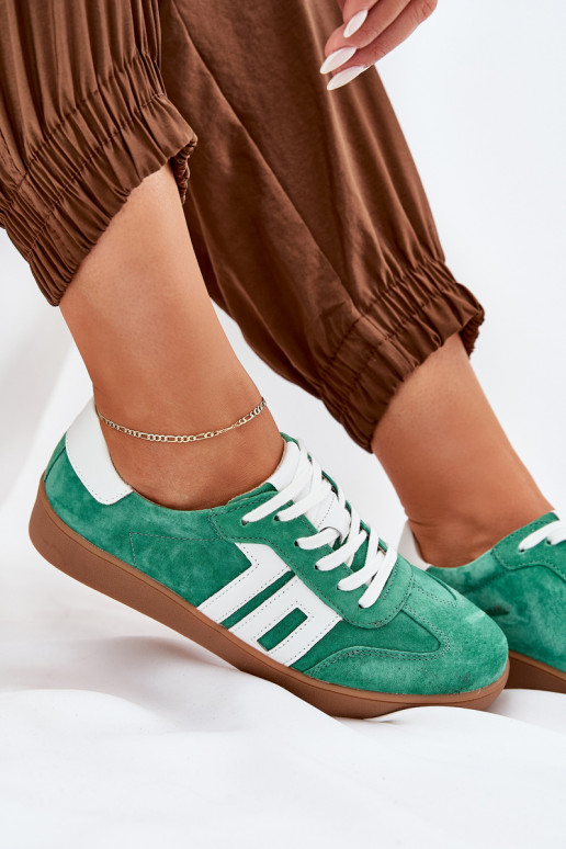 Sneakers modeļa apavi sporta apavi zamšādas Vinceza 79517 Zaļas krāsas