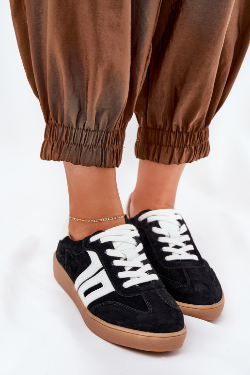 Sneakers modeļa apavi sporta apavi zamšādas Vinceza 79517 melnas krāsas