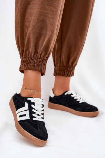 Sneakers modeļa apavi sporta apavi zamšādas Vinceza 79517 melnas krāsas 2