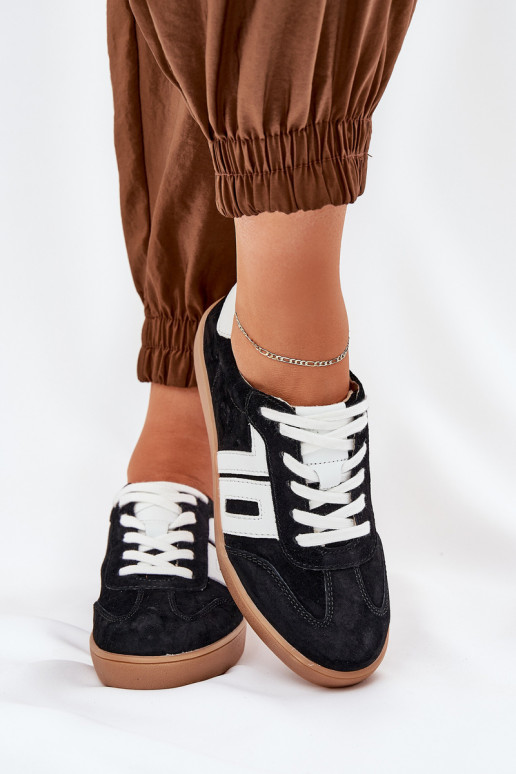 Sneakers modeļa apavi sporta apavi zamšādas Vinceza 79517 melnas krāsas