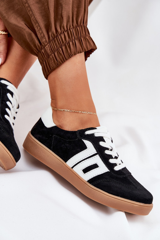 Sneakers modeļa apavi sporta apavi zamšādas Vinceza 79517 melnas krāsas