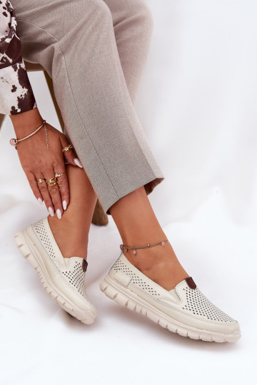 Ažūra balerīnas Izgatavota no dabīgas ādas Vinceza 95336 smilšu krāsas