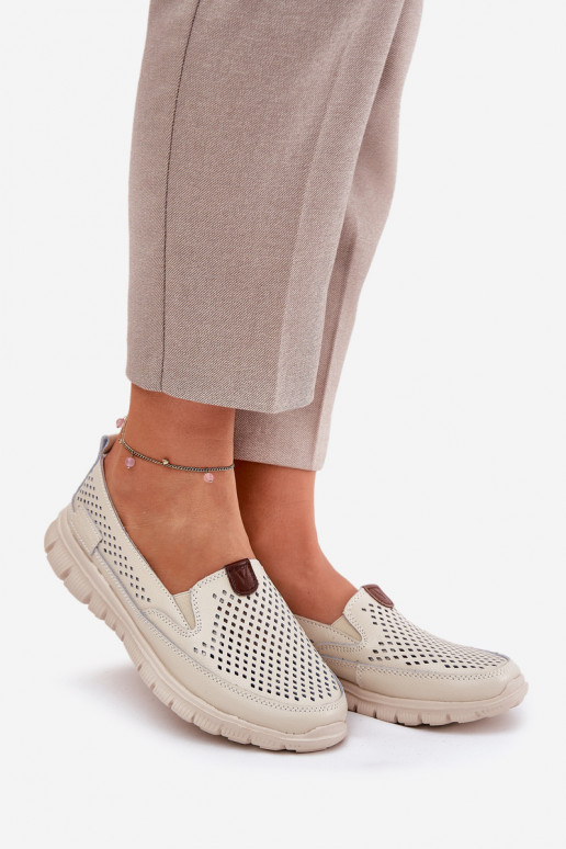 Ažūra balerīnas Izgatavota no dabīgas ādas Vinceza 95336 smilšu krāsas Ažūra balerīnas Izgatavota no dabīgas ādas Vinceza 95336 smilšu krāsas