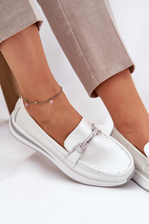 Āda sieviešu mokasīni S.Barski GR51-598 perlamutra Āda sieviešu mokasīni S.Barski GR51-598 perlamutra