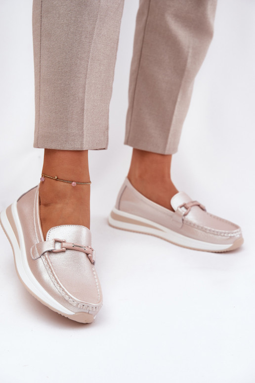 Āda sieviešu mokasīni S.Barski GR51-598 Pērļu rozā Āda sieviešu mokasīni S.Barski GR51-598 Pērļu rozā