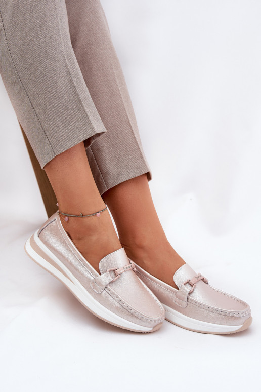 Āda sieviešu mokasīni S.Barski GR51-598 Pērļu rozā Āda sieviešu mokasīni S.Barski GR51-598 Pērļu rozā