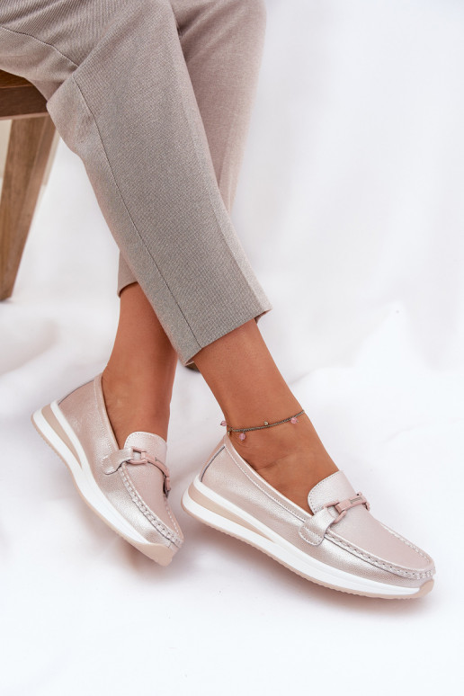 Āda sieviešu mokasīni S.Barski GR51-598 Pērļu rozā Āda sieviešu mokasīni S.Barski GR51-598 Pērļu rozā