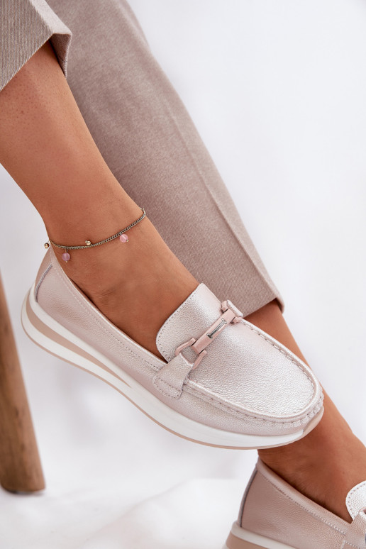 Āda sieviešu mokasīni S.Barski GR51-598 Pērļu rozā Āda sieviešu mokasīni S.Barski GR51-598 Pērļu rozā