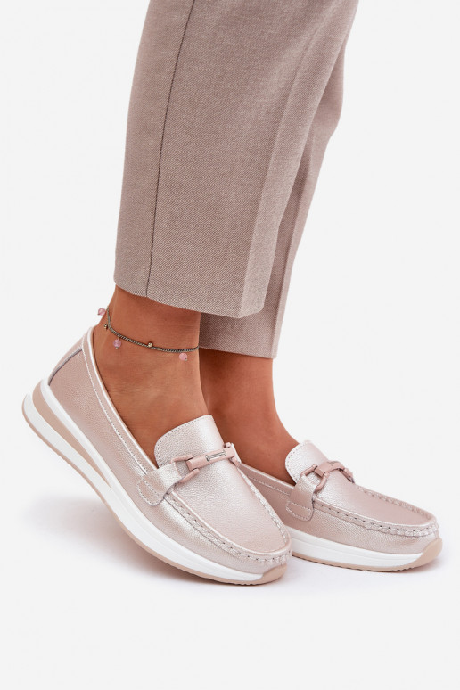 Āda sieviešu mokasīni S.Barski GR51-598 Pērļu rozā Āda sieviešu mokasīni S.Barski GR51-598 Pērļu rozā