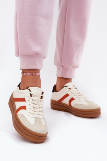 Sneakers modeļa apavi Sieviešu ar platformu smilšu krāsas Tolianna 2