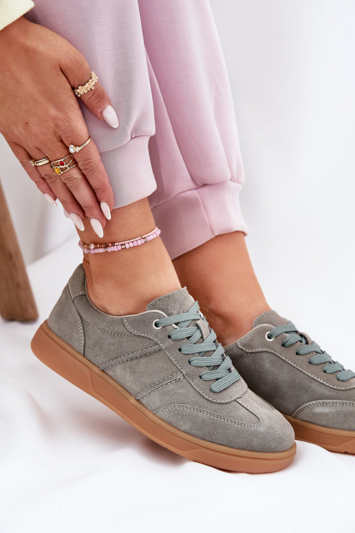 zamšādas Zems Sneakers modeļa apavi Sieviešu Zaļas krāsas Paliana