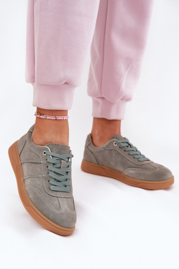 zamšādas Zems Sneakers modeļa apavi Sieviešu Zaļas krāsas Paliana 2