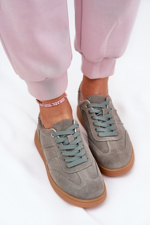 zamšādas Zems Sneakers modeļa apavi Sieviešu Zaļas krāsas Paliana