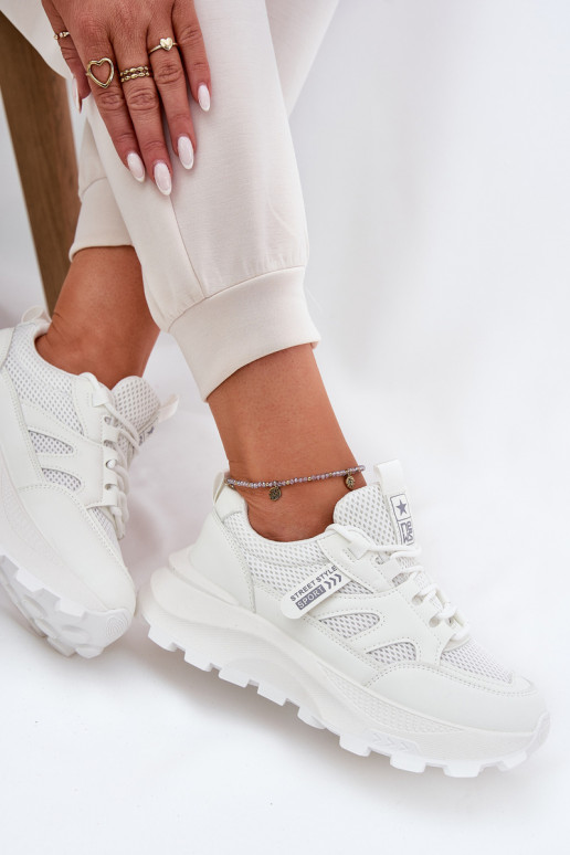 sporta apavi Sneakers modeļa apavi Sieviešu Uz biezas zoles baltas krāsas Prononice