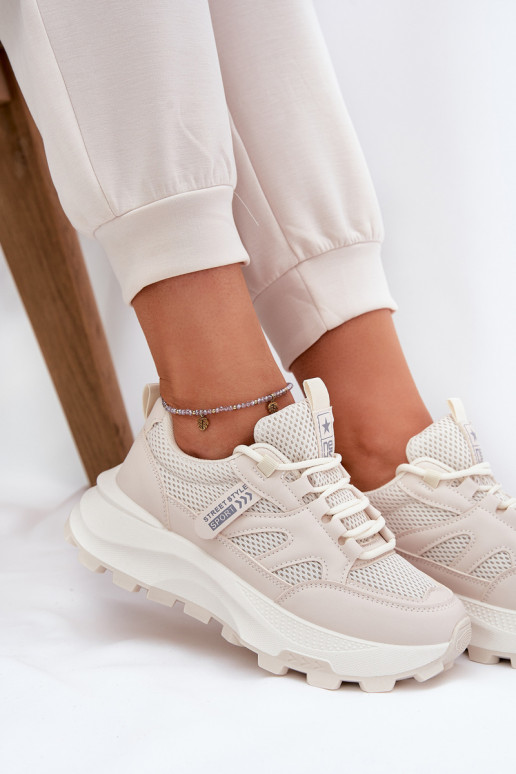 sporta apavi Sneakers modeļa apavi Sieviešu Uz biezas zoles smilšu krāsas Prononice