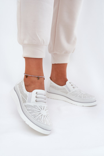 apavi Sieviešu Paslīdēt uz Ažūrs baltas krāsas Azethia 2