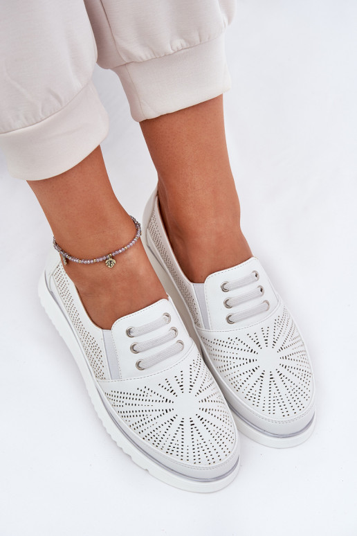 apavi Sieviešu Paslīdēt uz Ažūrs baltas krāsas Azethia