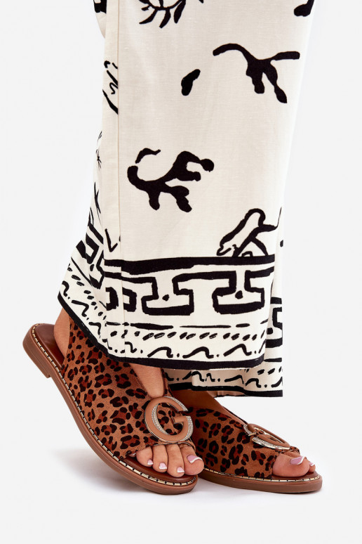 Līdzenas sandales ar leopardu rakstu,...