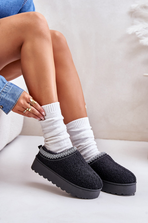 Sieviešu melni platformas sniega zābaki Sieviešu melni platformas sniega zābaki