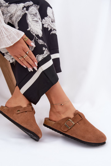 zamšādas čības Tukšas Sieviešu ar sprādzēm Big Star RR274A387 brūnas krāsas