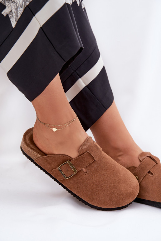 zamšādas čības Tukšas Sieviešu ar sprādzēm Big Star RR274A387 brūnas krāsas