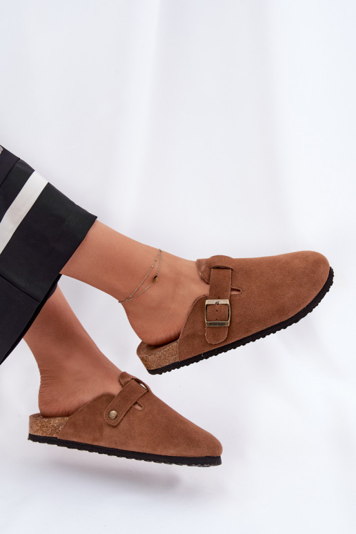 zamšādas čības Tukšas Sieviešu ar sprādzēm Big Star RR274A387 brūnas krāsas