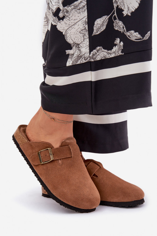 zamšādas čības Tukšas Sieviešu ar sprādzēm Big Star RR274A387 brūnas krāsas