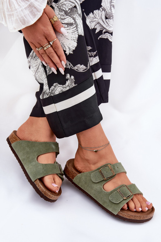 sieviešu zamšādas čības ar sprādzēm Big Star RR274A393 Zaļas krāsas sieviešu zamšādas čības ar sprādzēm Big Star RR274A393 Zaļas krāsas